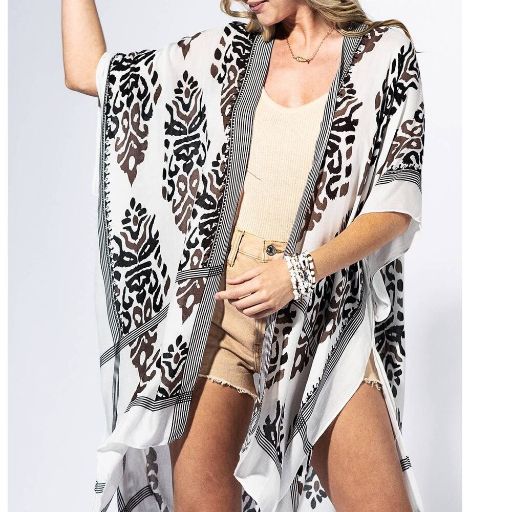 Sequoia Vine Kimono | Ivory Boho Viscose Layer